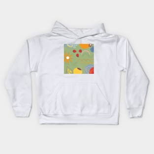 Green abstract floral and fruity pattern Kids Hoodie